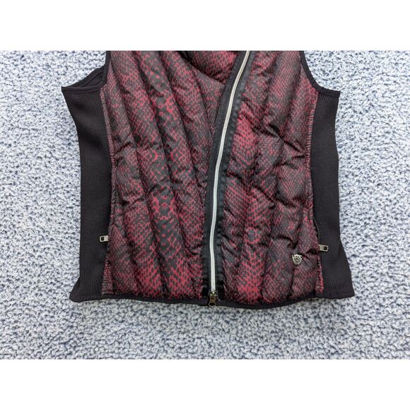 Harley Davidson Down Feather Puffer Vest Size LG Asymmetrical Full Zip Moto Red - Picture 5 of 13